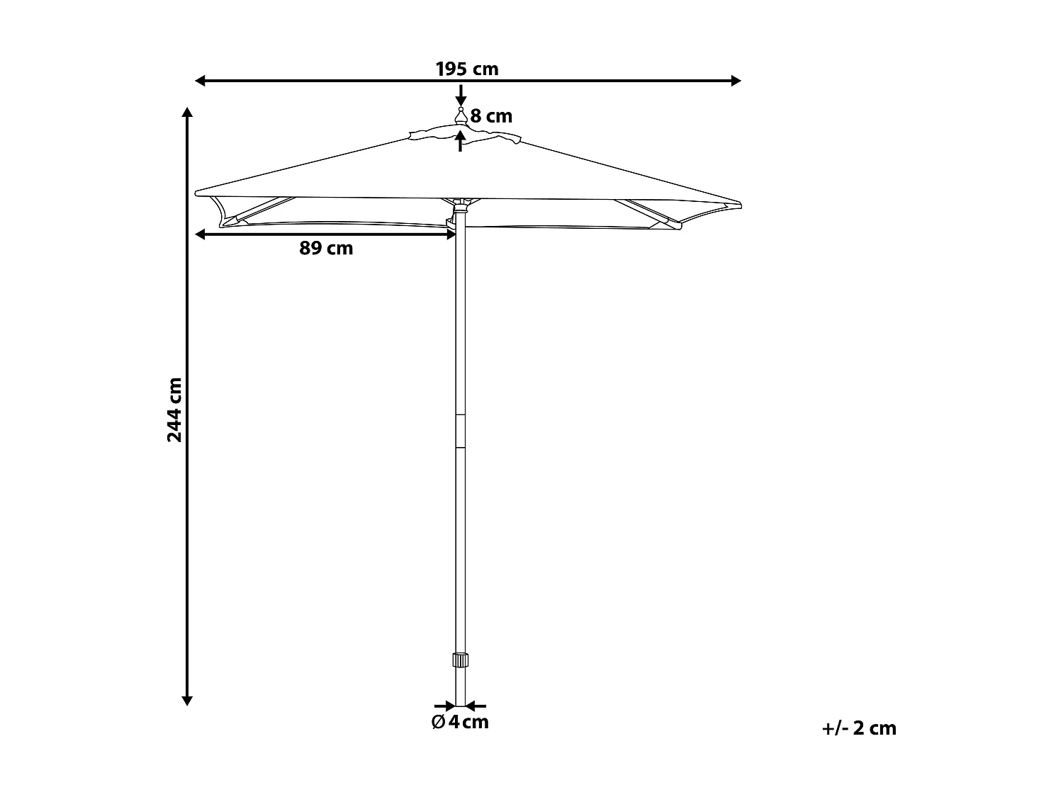 Marktschirm 195 cm FLAMENCO Dunkelgrau
