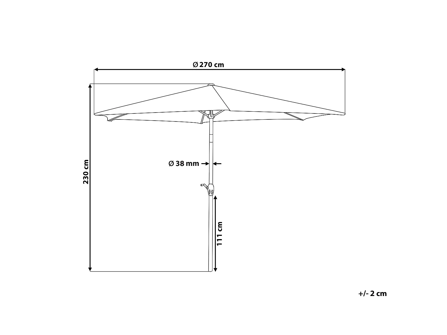 Parasol 270 cm VARESE Taupe