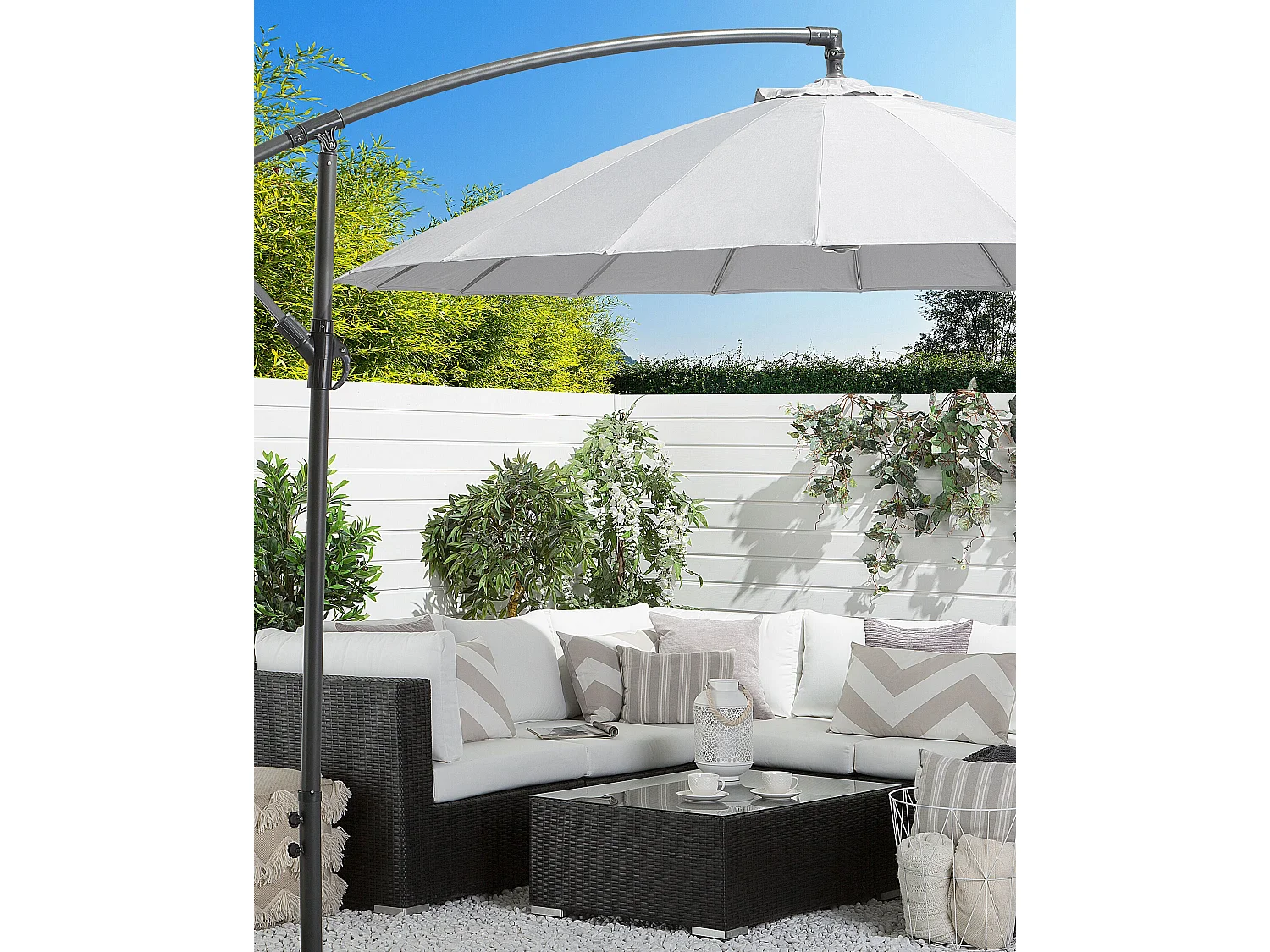 Parasol ogrodowy na wysięgniku 268 cm CALABRIA II Jasnoszary