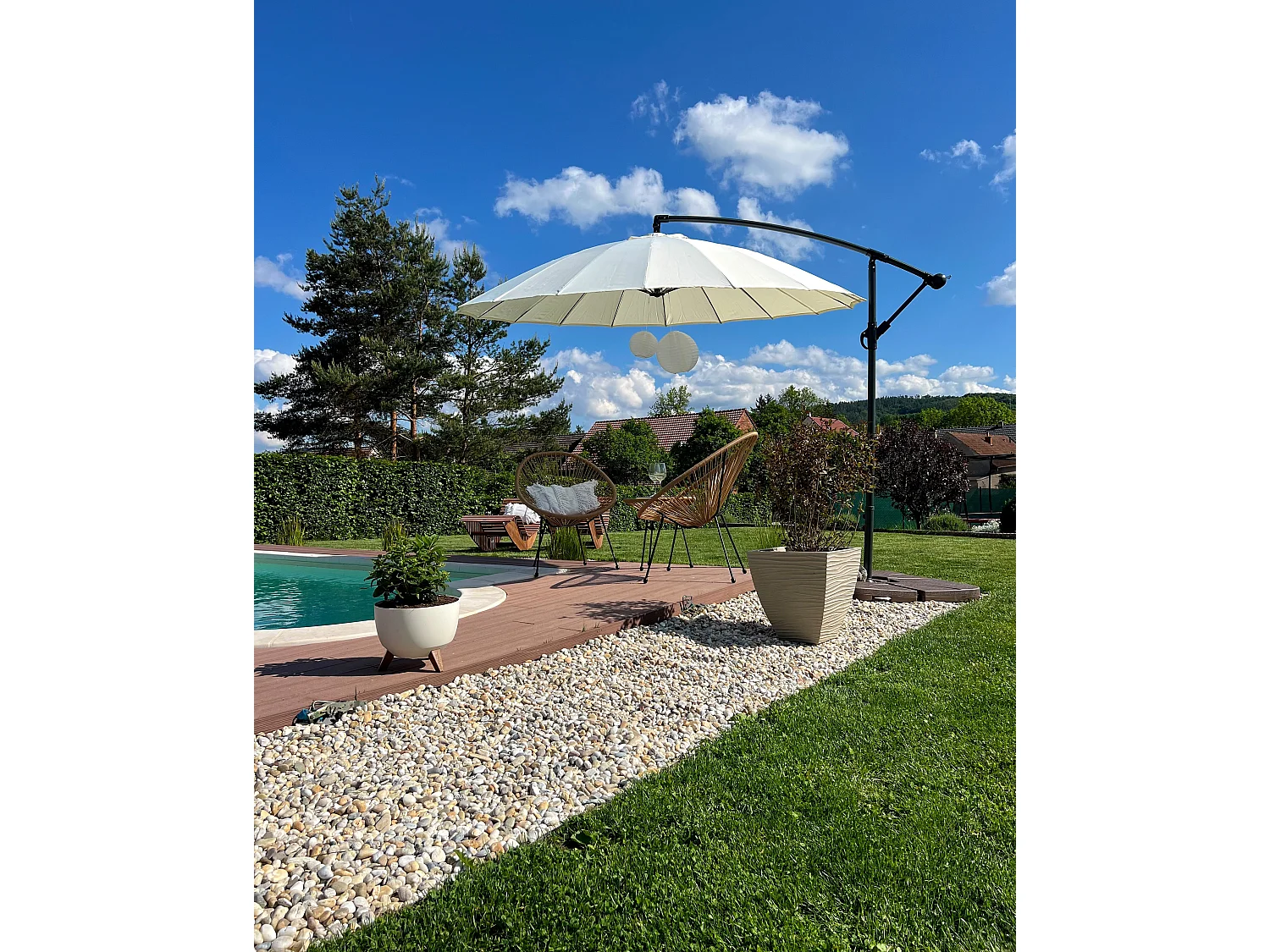 Parasol déporté 268 cm CALABRIA II Gris clair
