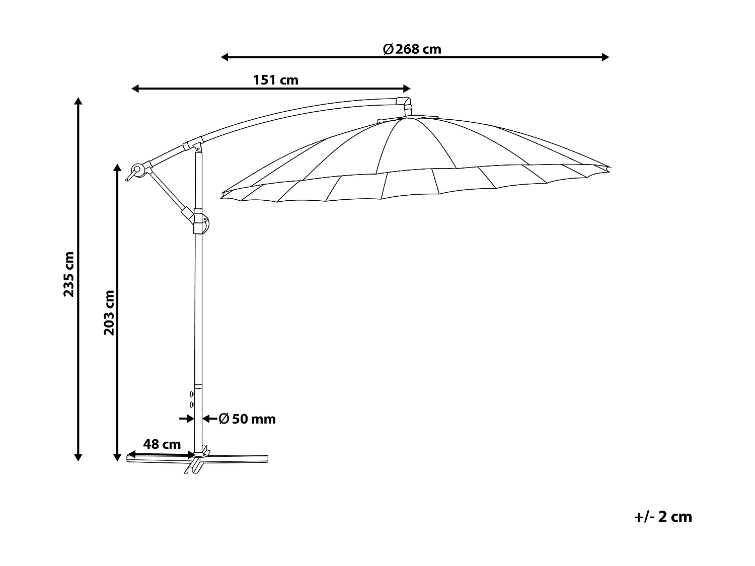 Ombrellone a sbalzo 268 cm CALABRIA II Grigio chiaro