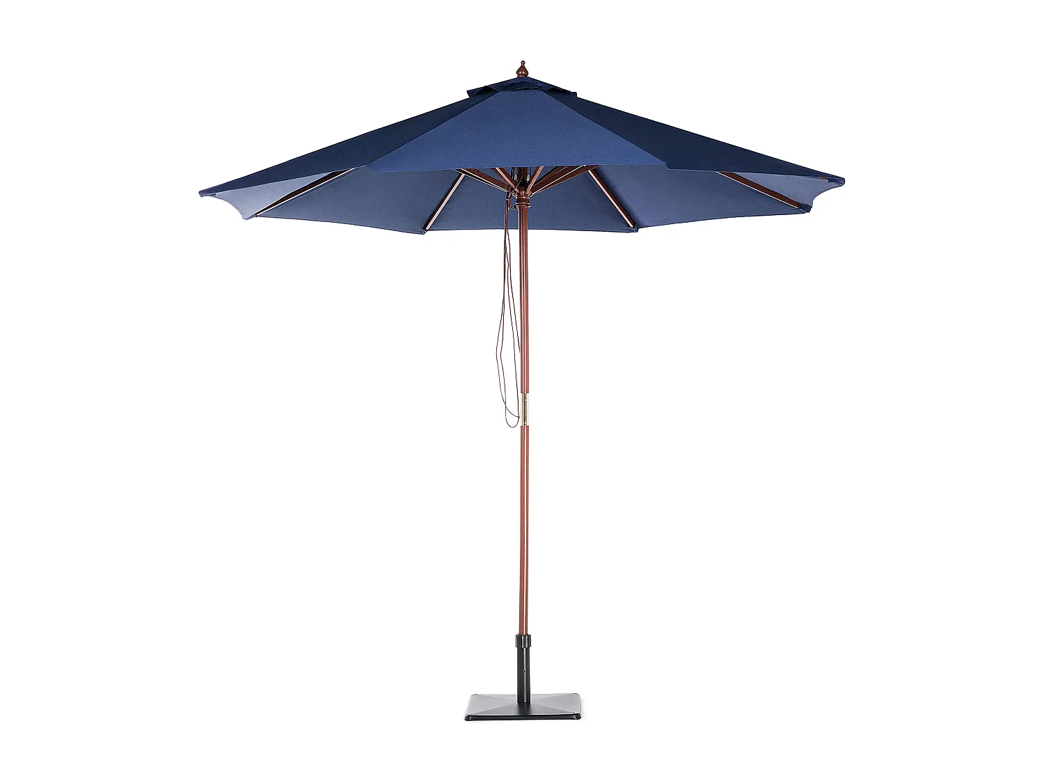 Moderner Sonnenschirm in Marineblau aus Polyester und Birkenholz rund 270 cm