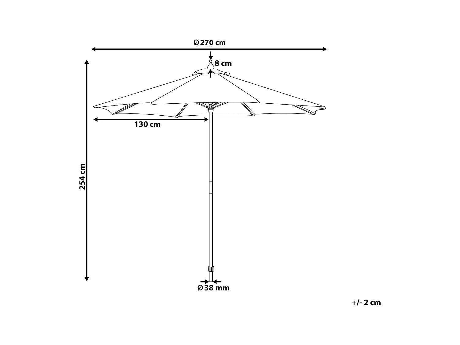 Parasol 270 cm TOSCANA Bleu marine