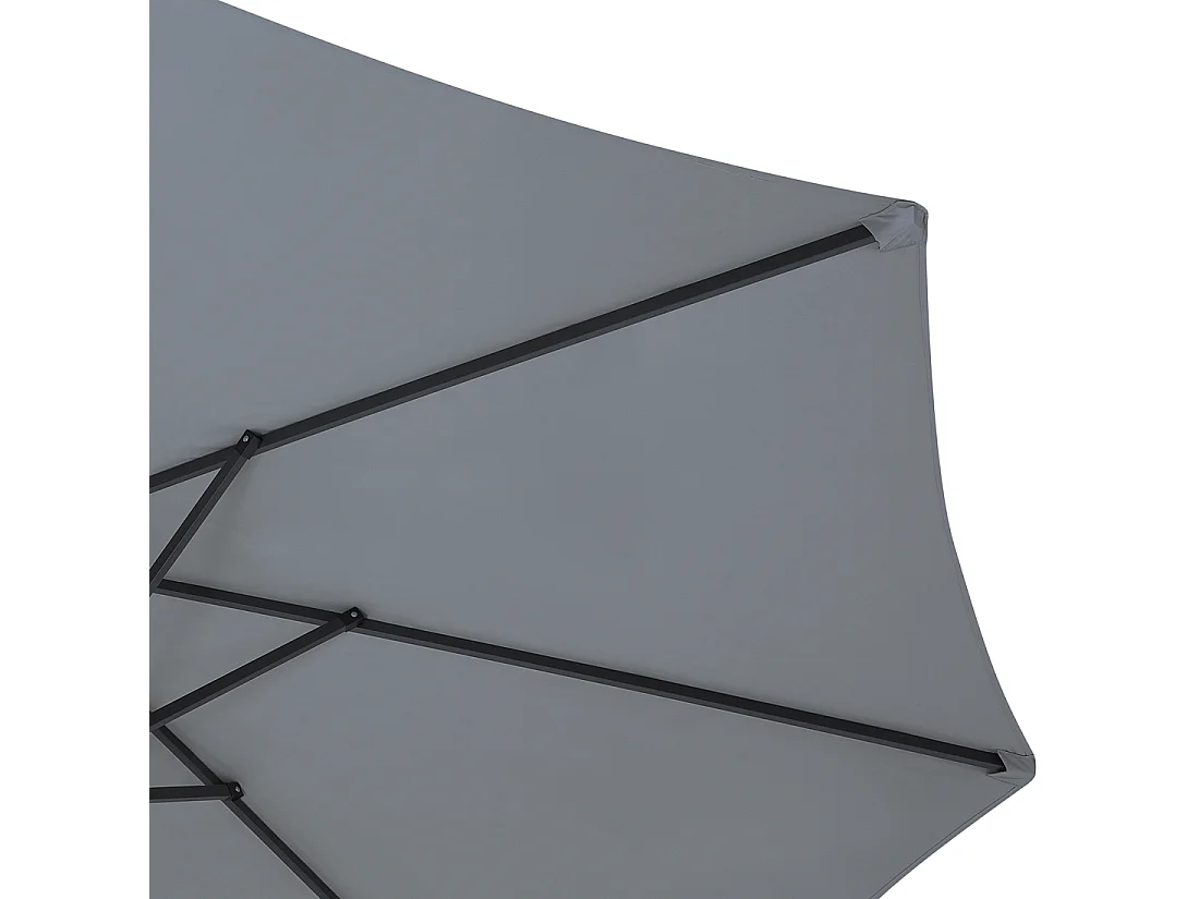 Schöner Doppelsonnenschirm Dunkelgrau aus Polyester/Aluminium Oval 270x460x247cm