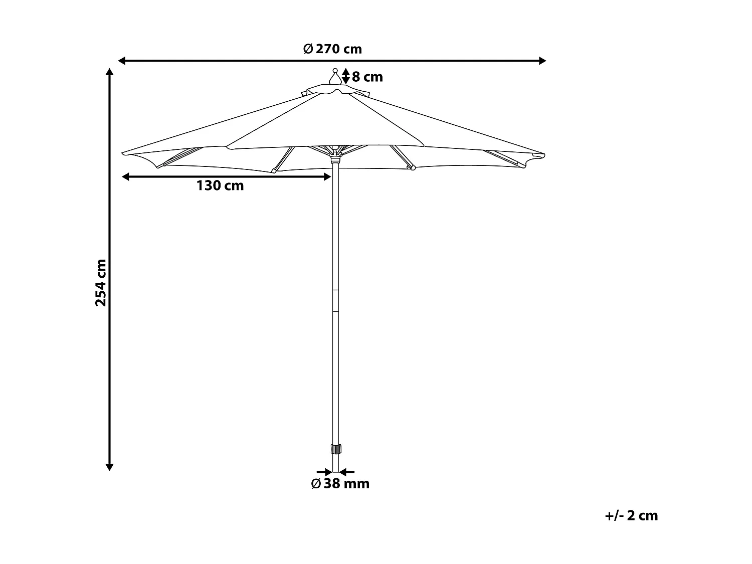 Parasol 270 cm TOSCANA Lichtbeige