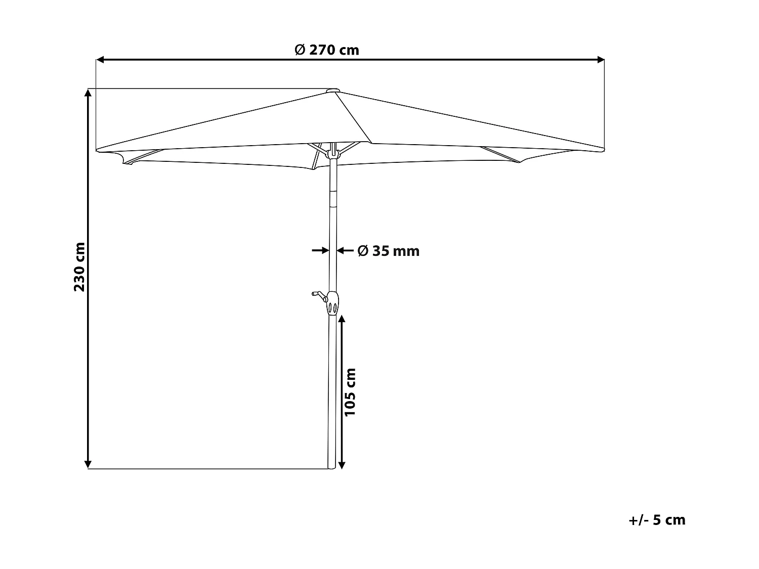 Parasol 270 cm VARESE Rood