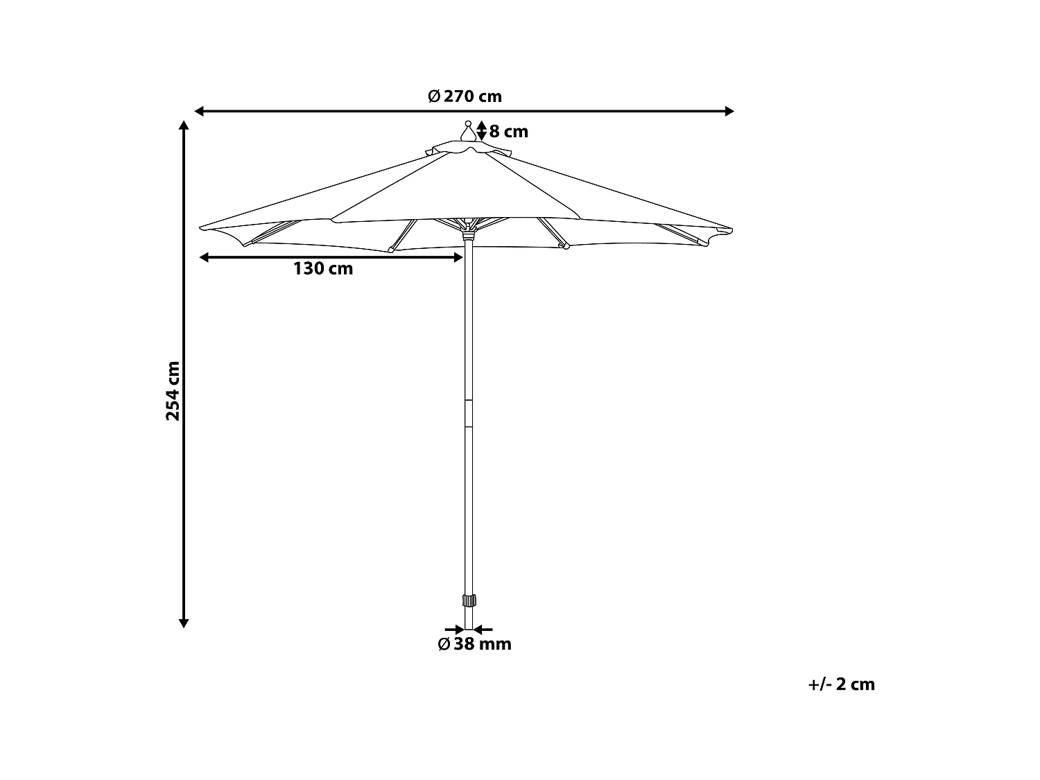 Sonnenschirm Dunkelgrau Polyester/Birkenholz rund 270 cm Toscana II