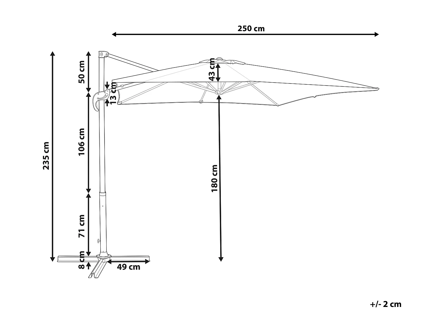 Stilvoller Sonnenschirm Polyester quadratische Form burgunderrot Monza