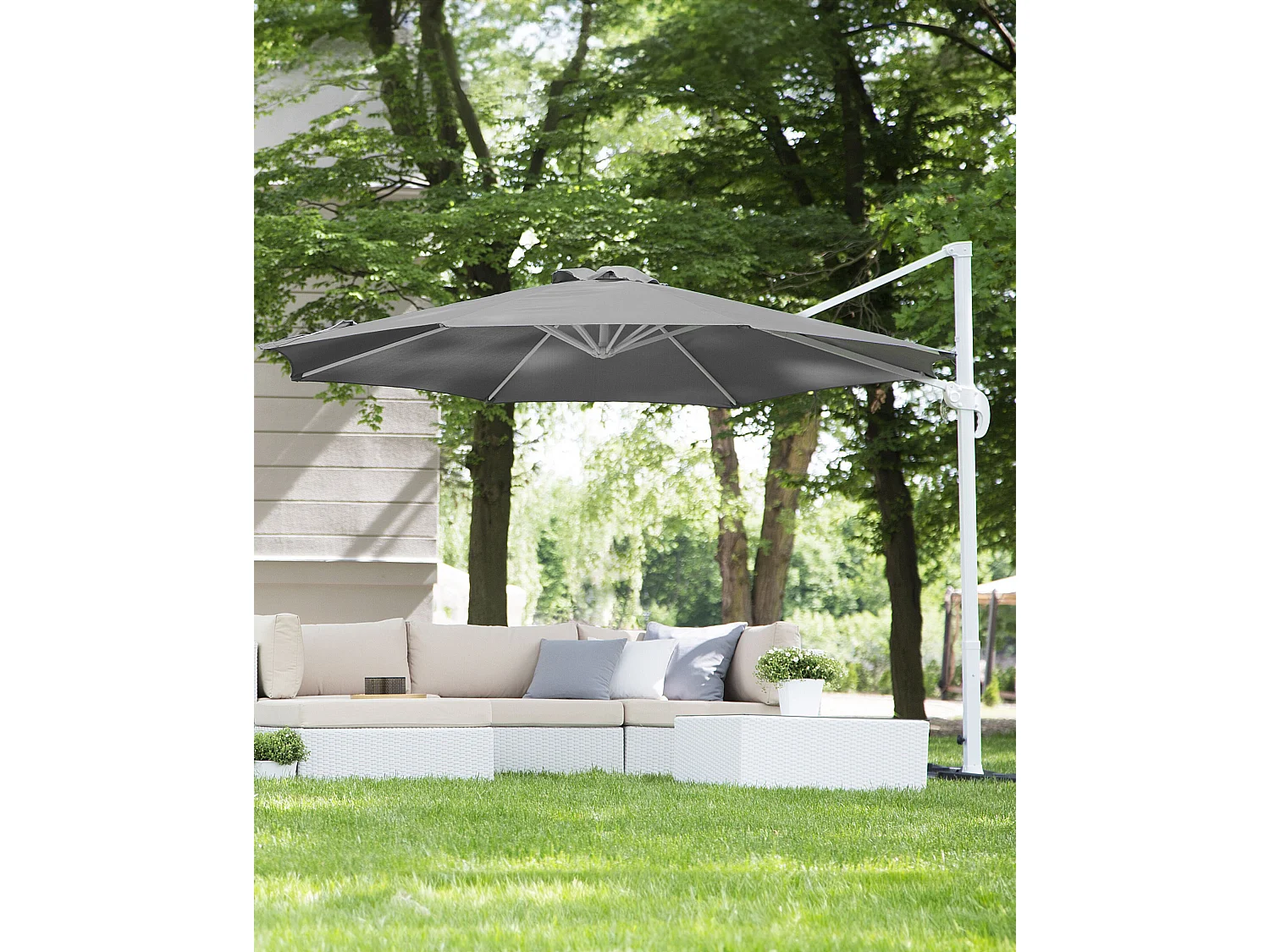 Cantilever Parasol 300 cm SAVONA Dark Grey Grey