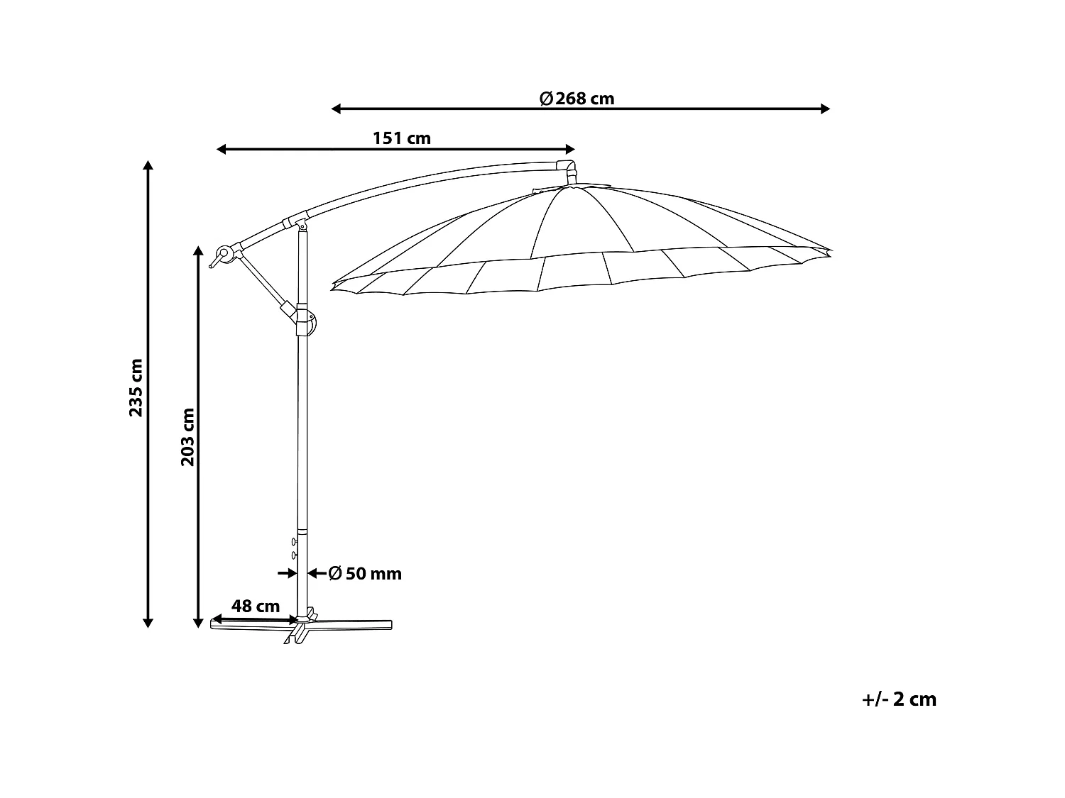 Parasol déporté 268 cm CALABRIA II Beige clair