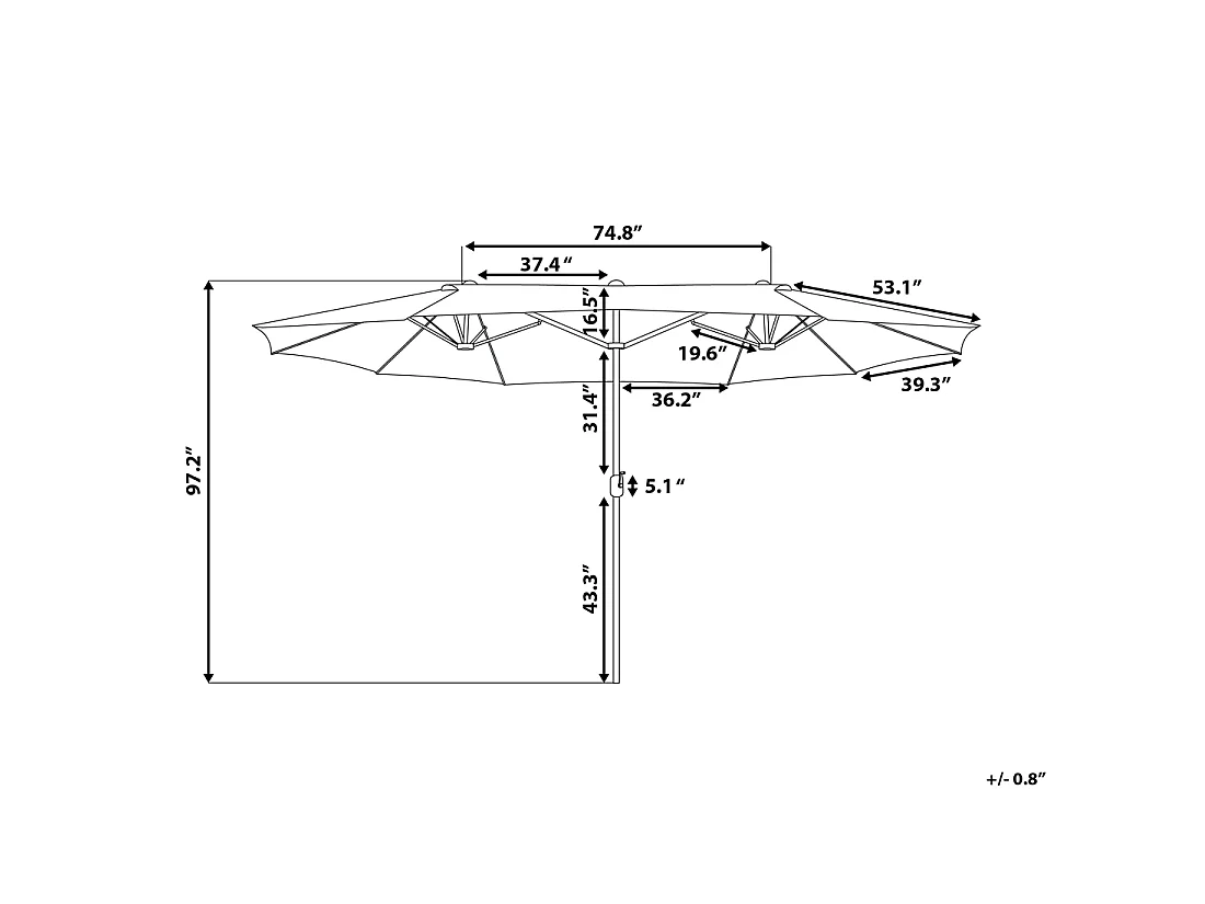 Doppelsonnenschirm Aluminium 270 x 460 x 247 cm Stoffbezug beige taupe Sibilla