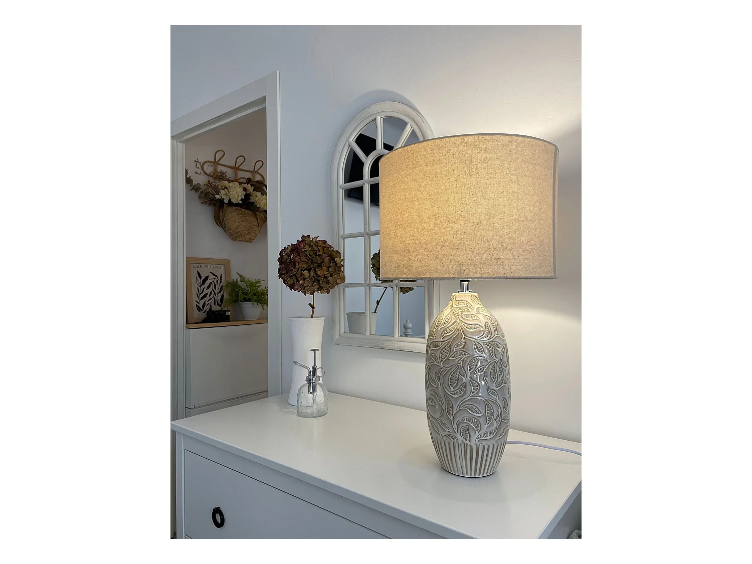 Lampe à poser SALZA Céramique Beige