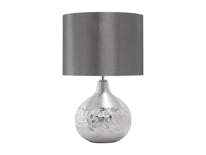 Tischlampe im orientalischen Stil Kunstseide/Metall grau/silber Yakima