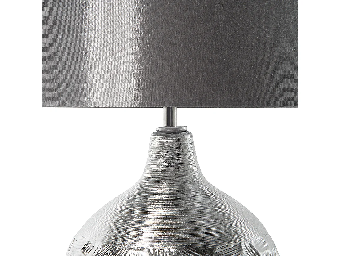 Tischlampe im orientalischen Stil Kunstseide/Metall grau/silber Yakima