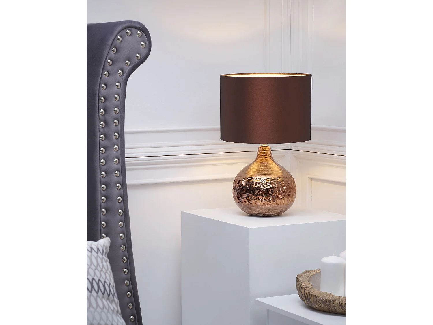 Candeeiro de mesa YAKIMA Porcelana Castanho