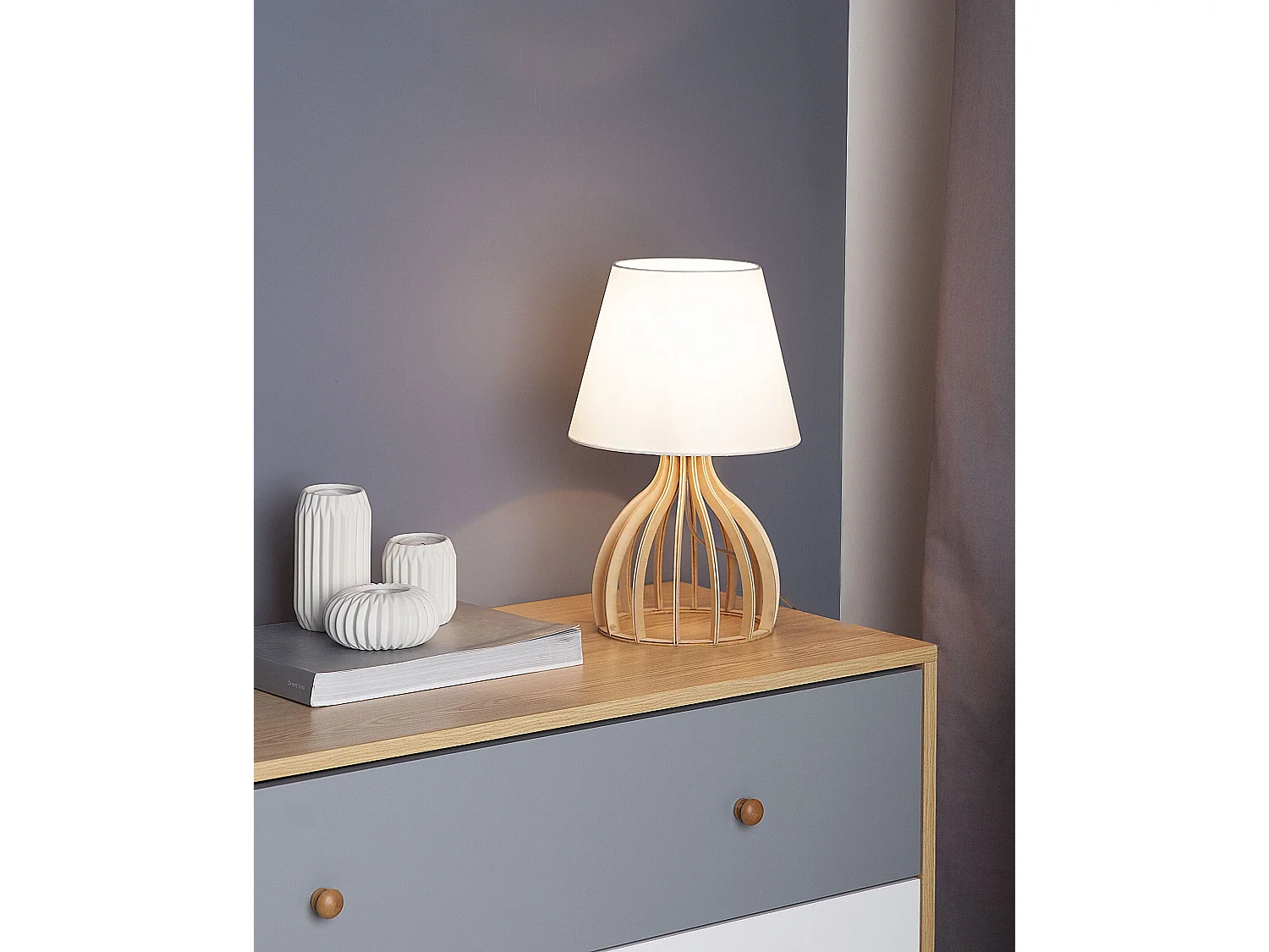 Lampe à poser AGUEDA Marron/blanc