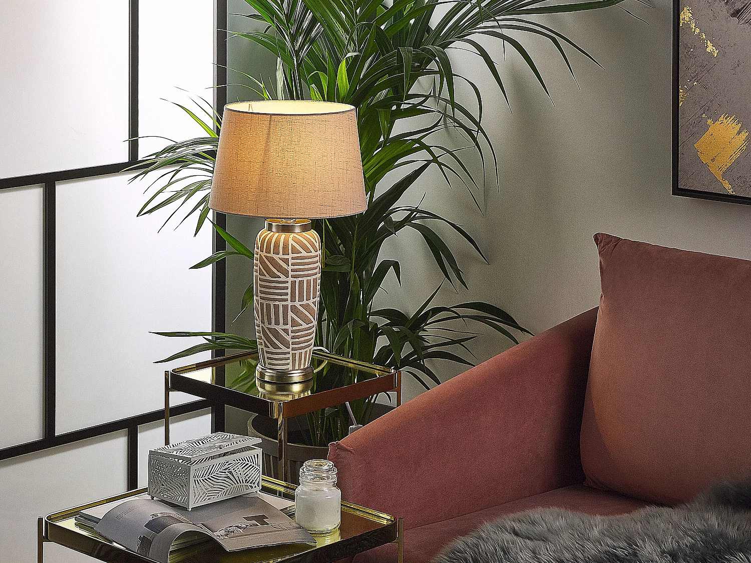 Lampe à poser TRAISEN Céramique Beige