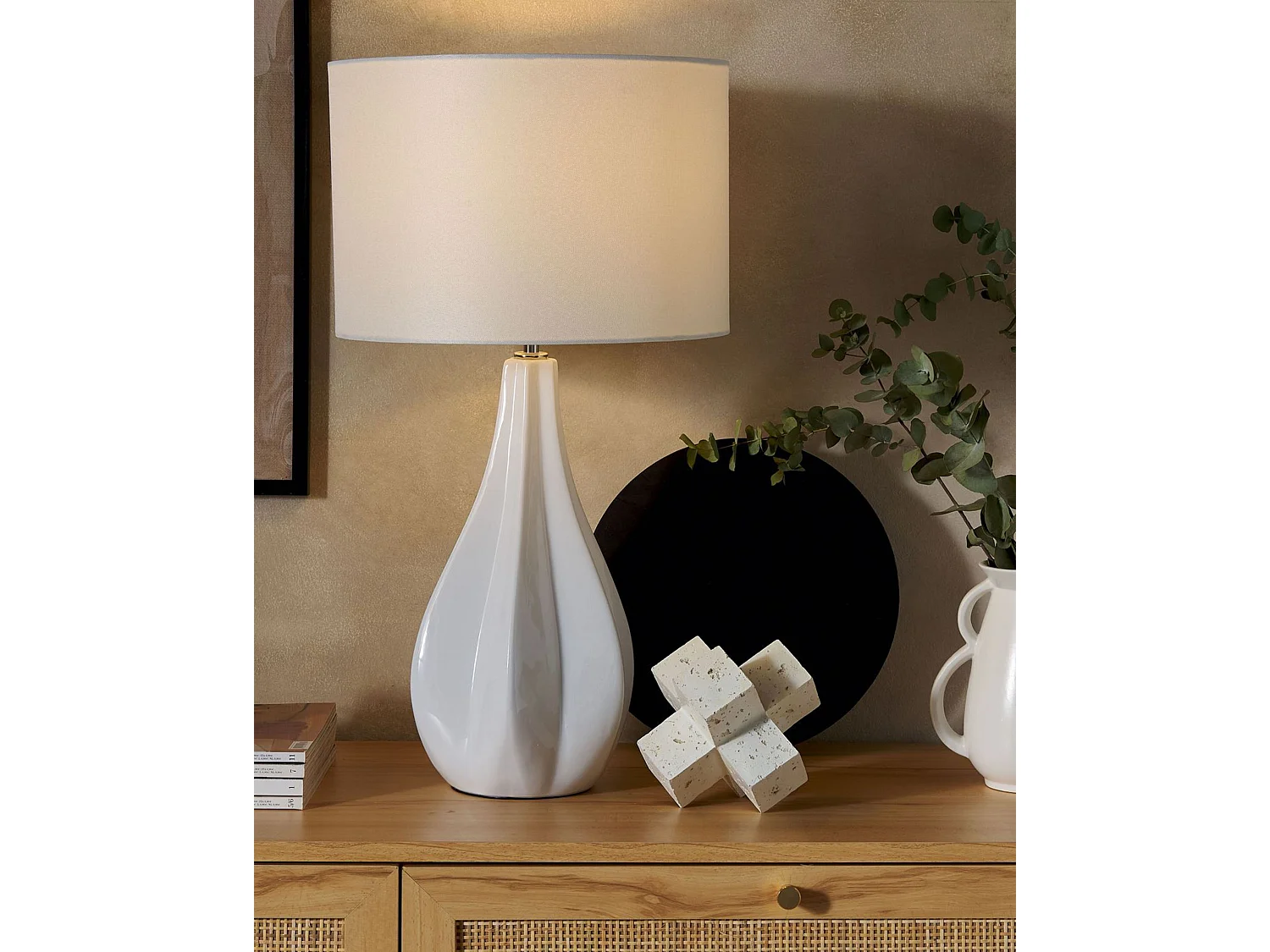 Lámpara de mesa SANTEE Porcelana Blanco crema