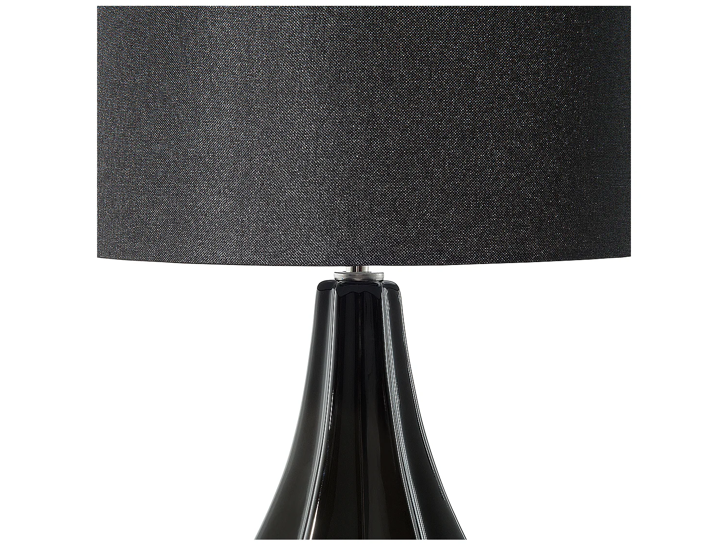 Stilvolle Tischlampe geschwungener Lampenfuß Kunstseide schwarz Santee