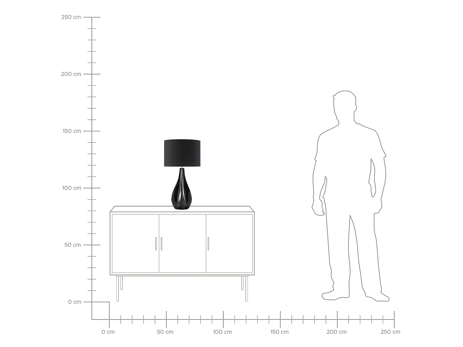 Lampe à poser SANTEE Porcelaine Noir