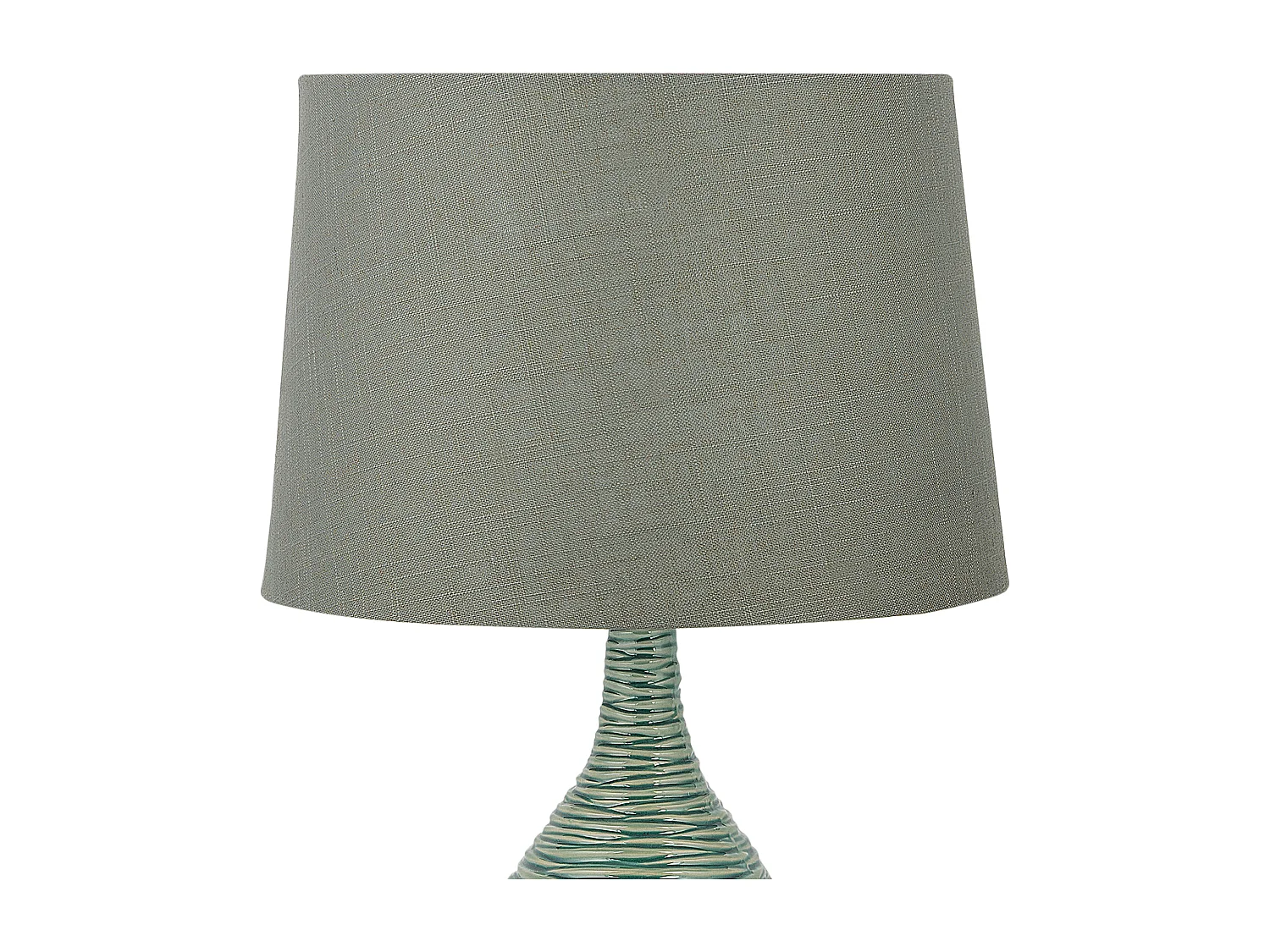 Moderne Tischlampe Keramik/Polyester geschnürte Optik grün Atsas