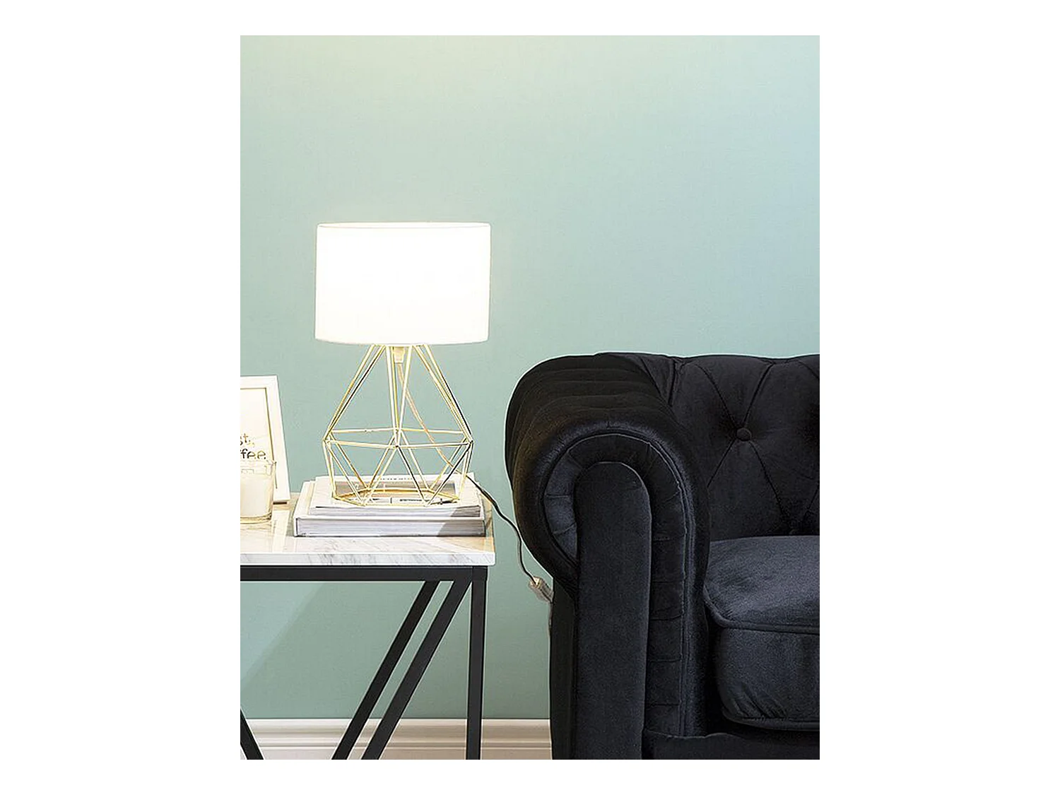 Moderne Tischleuchte Netzform weiß/gold geometrisch rund Maroni