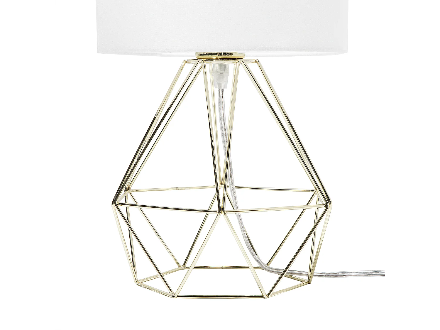 Moderne Tischleuchte Netzform weiß/gold geometrisch rund Maroni