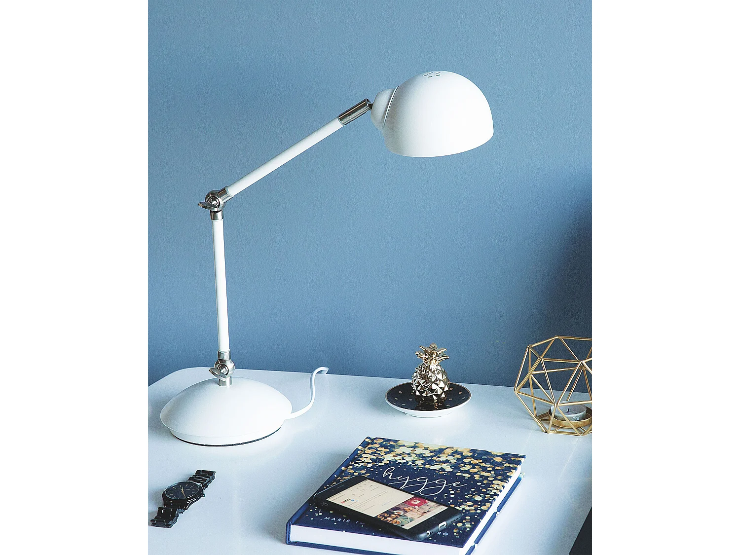 Schreibtischlampe HELMAND verstellbar Metall Weiss