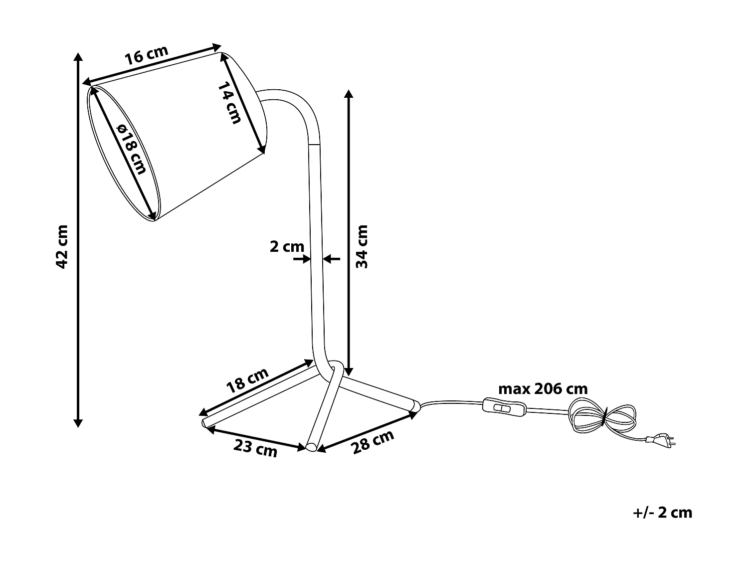 Lampa biurkowa MOOKI Regulowana Metal Czarny