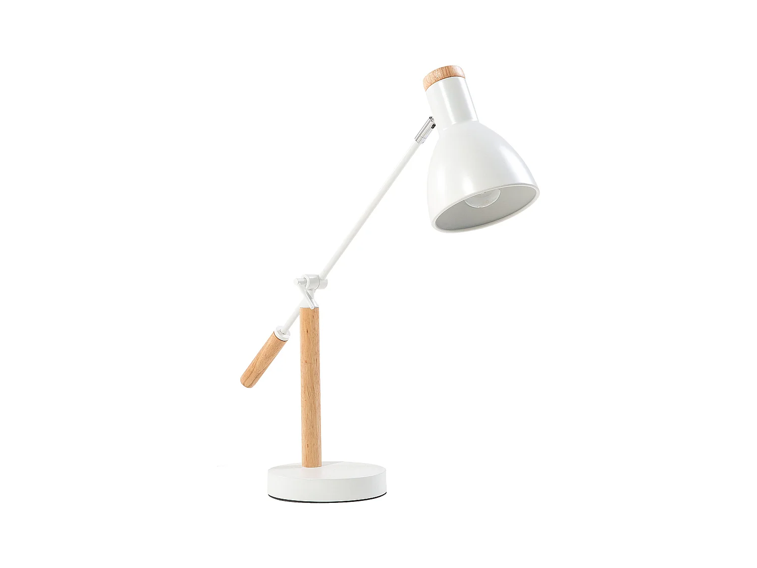 Skandinavische Tischlampe Metall/Holz weiß Peckos