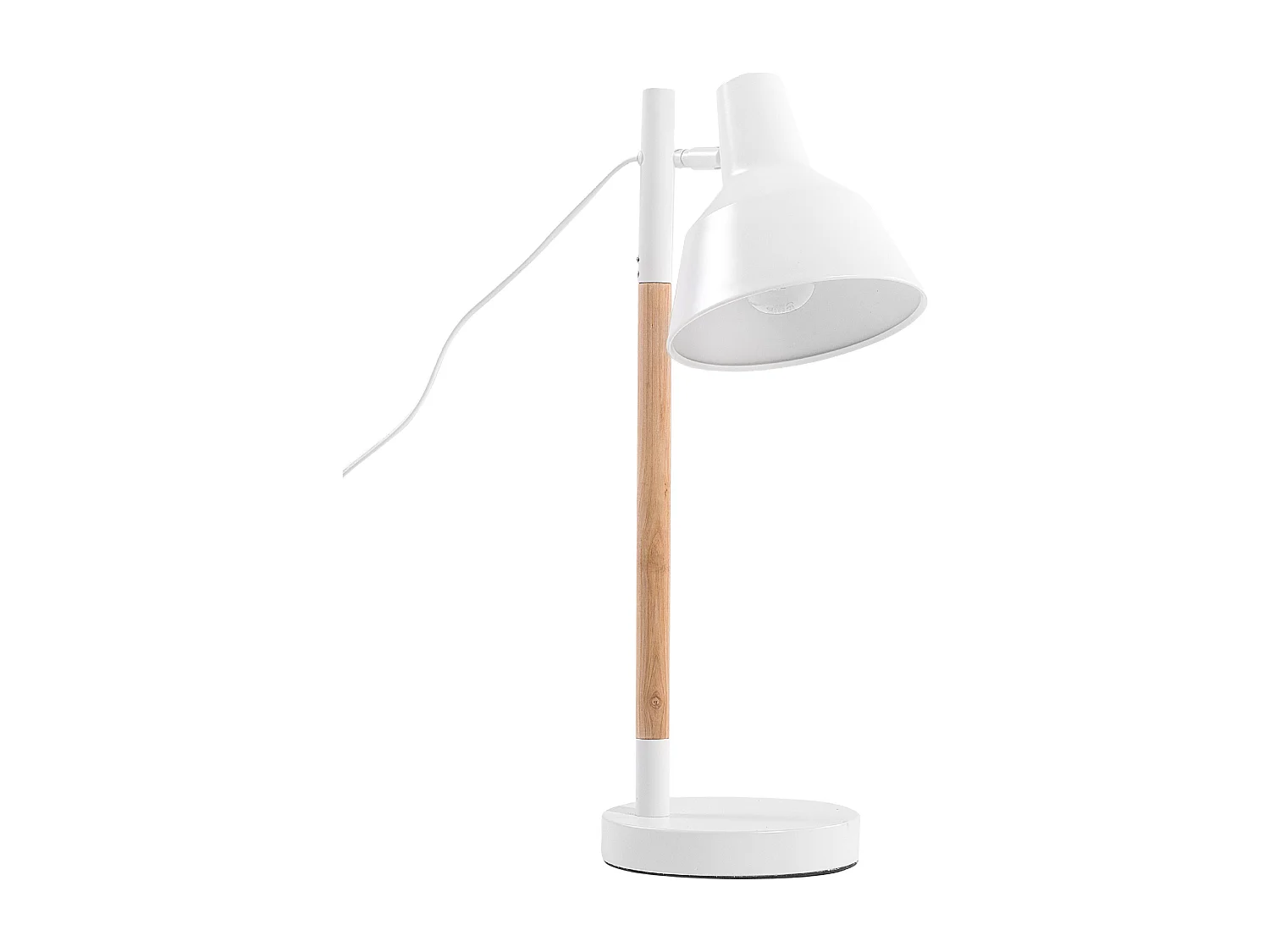 Stilvolle Tischlampe Metall & Holz weiß Aldan