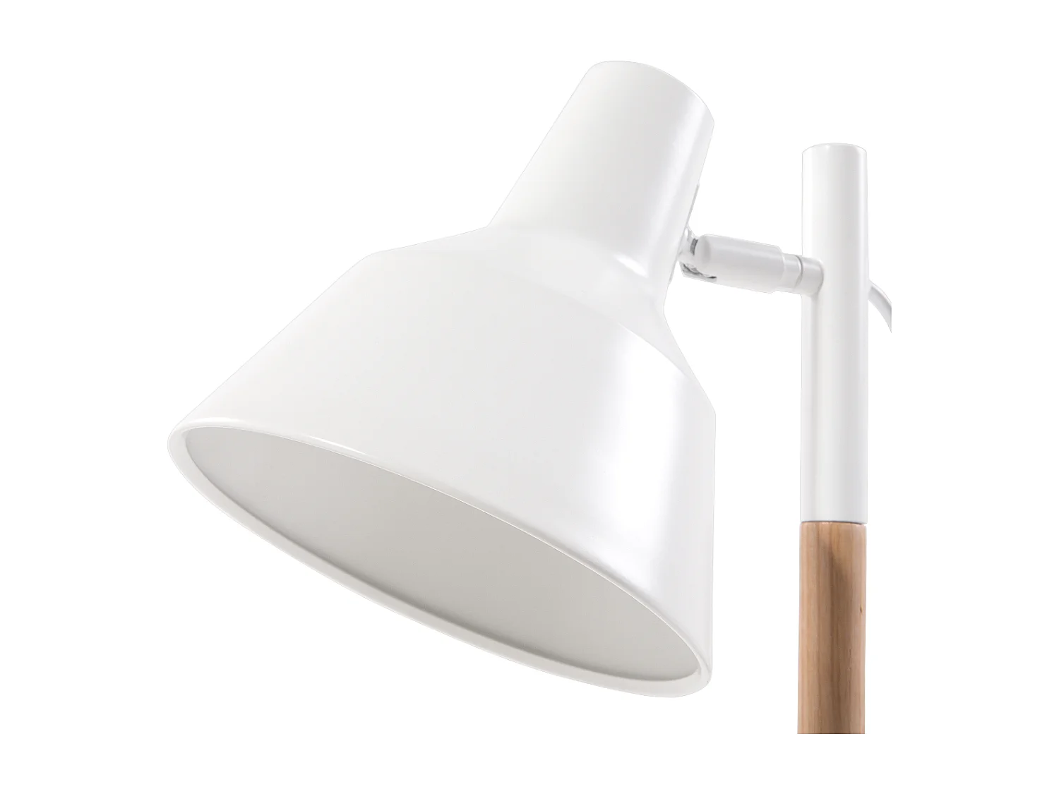 Stilvolle Tischlampe Metall & Holz weiß Aldan