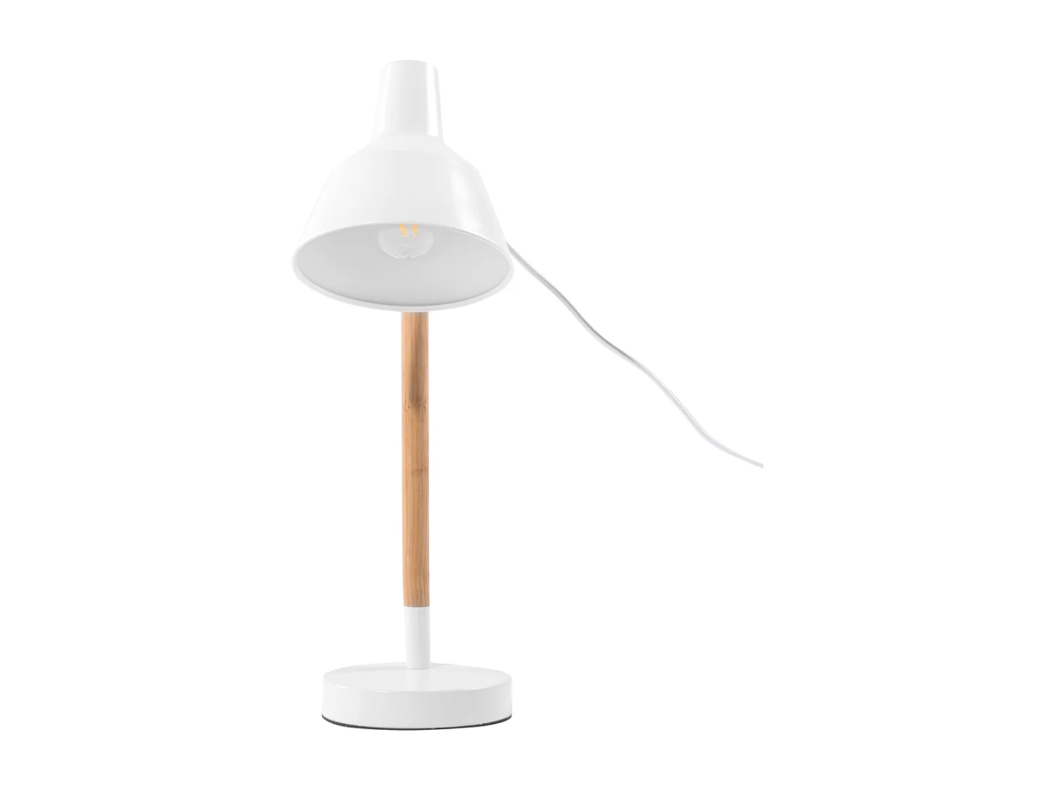 Stilvolle Tischlampe Metall & Holz weiß Aldan