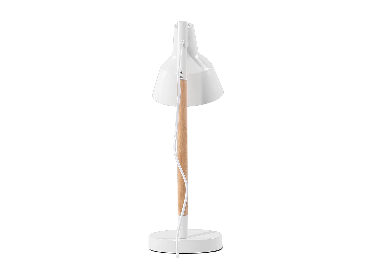 Stilvolle Tischlampe Metall & Holz weiß Aldan