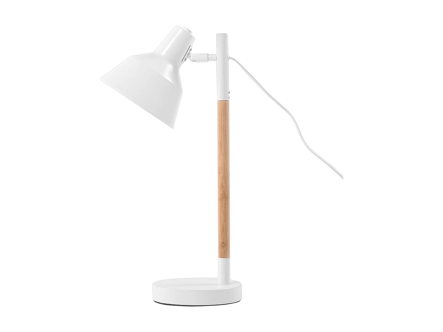 Stilvolle Tischlampe Metall & Holz weiß Aldan