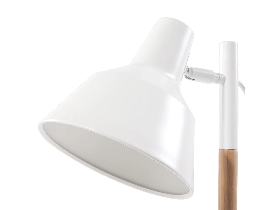 Stilvolle Tischlampe Metall & Holz weiß Aldan