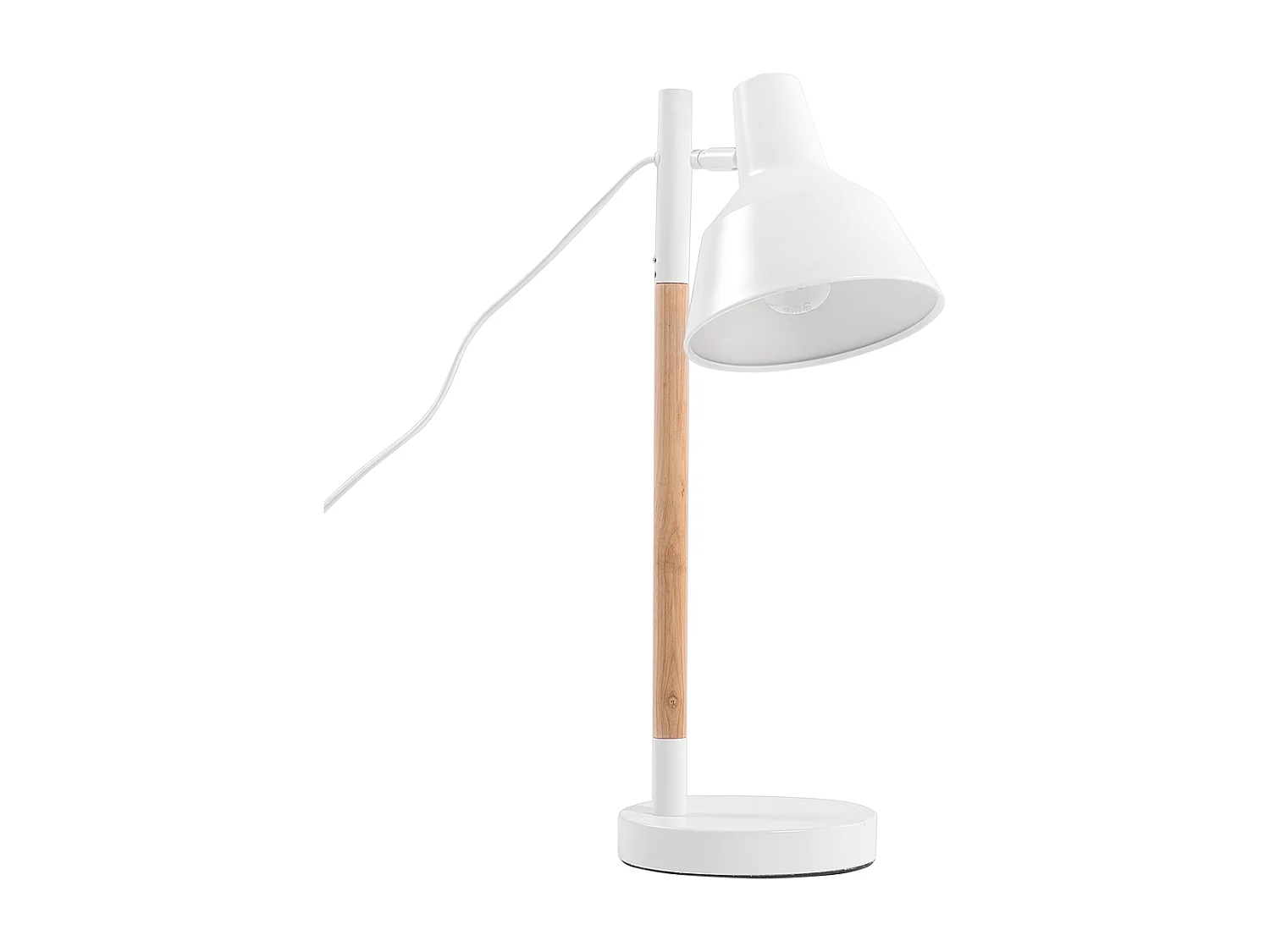 Stilvolle Tischlampe Metall & Holz weiß Aldan