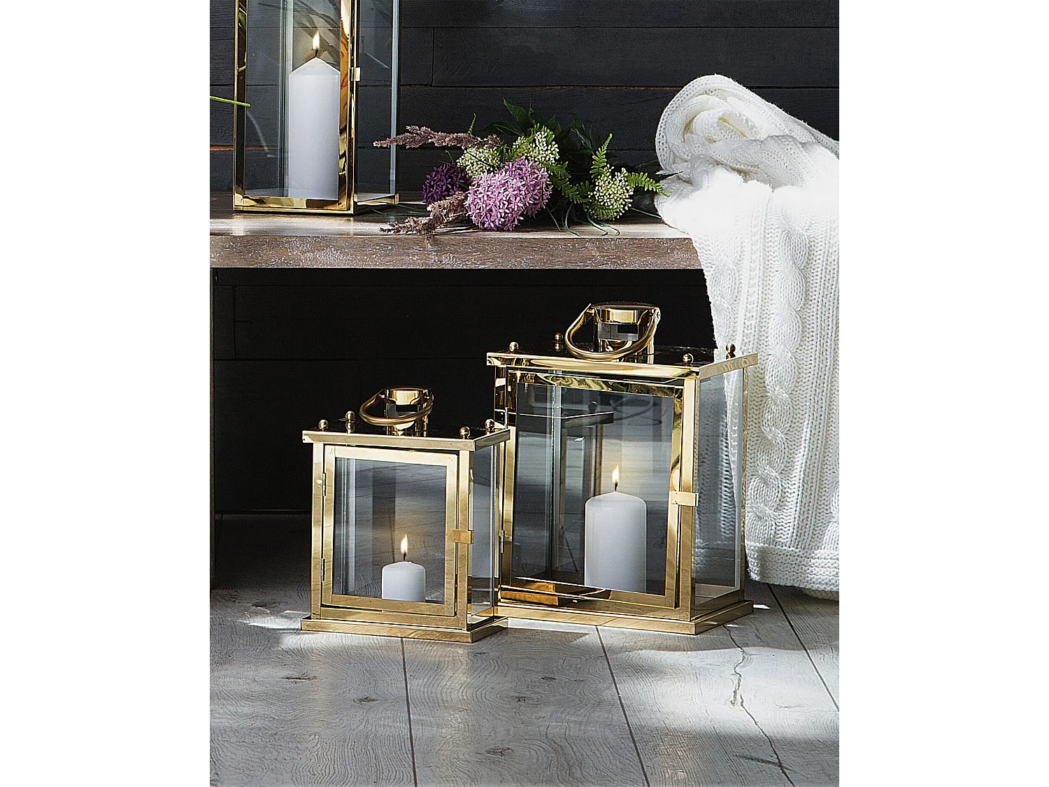 Lanterne TENERIFE Métal 49 cm Laiton