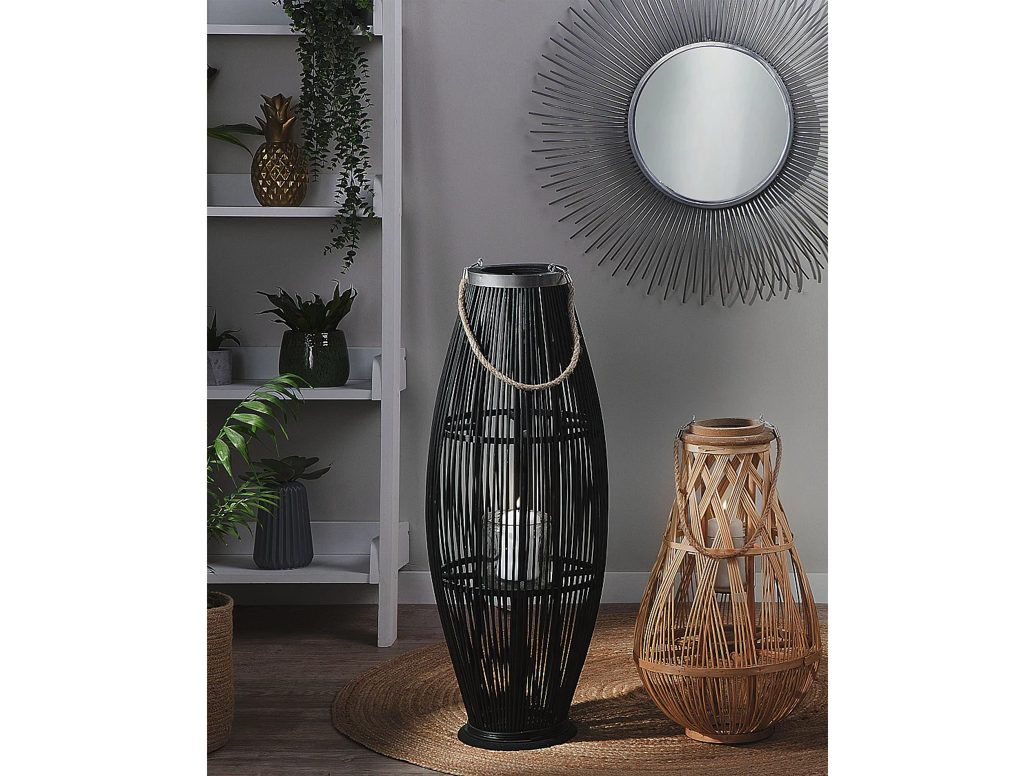 Lanterne TAHITI Bambou 84 cm Noir