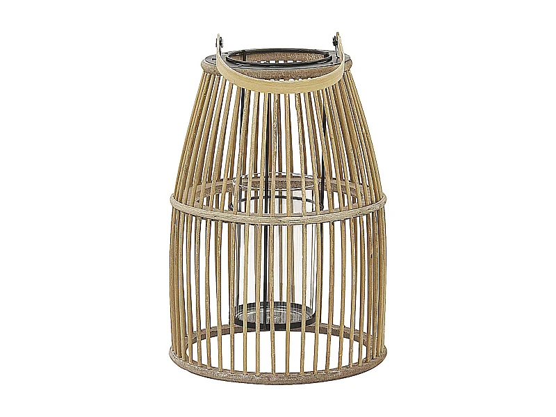 Laterne Holz beige mit Henkel Landhaus Stil Hoste