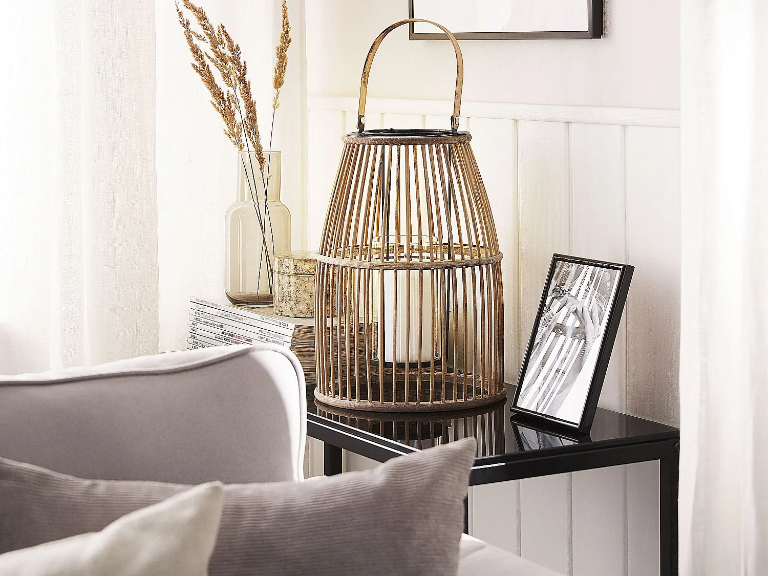 Linterna HOSTE Madera de bambú 32 cm Beige