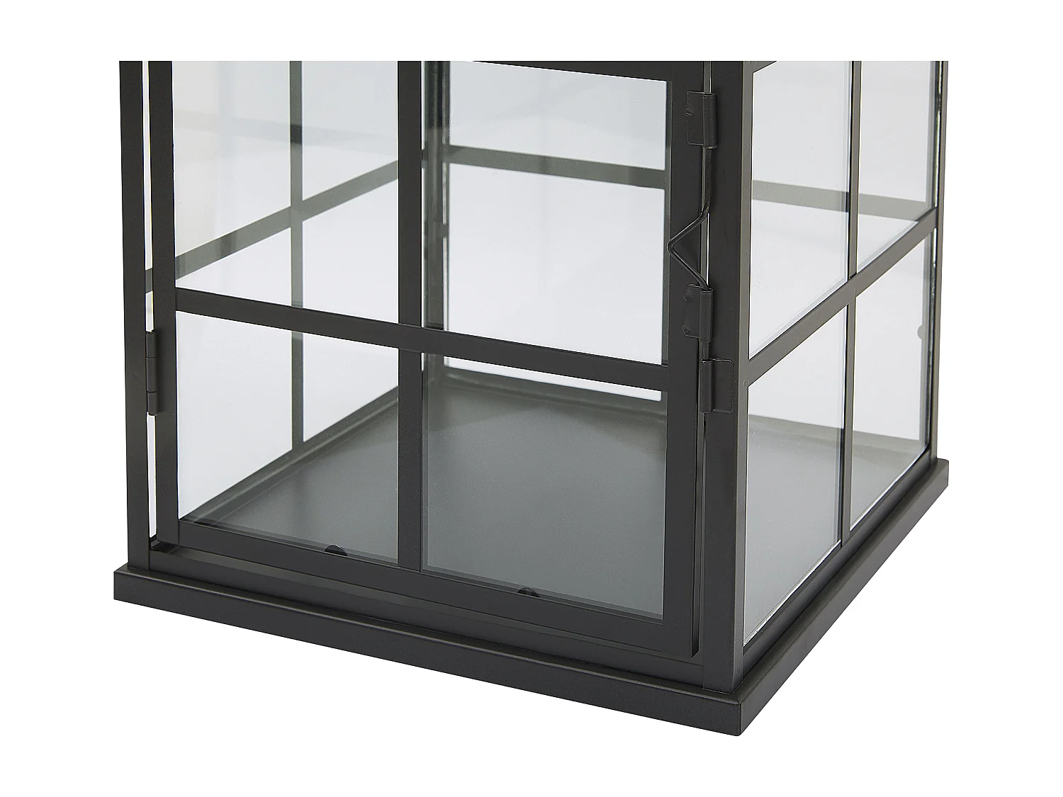 Laterne Schwarz rechteckig mit Glaseinsatz Industrie Look Bintan