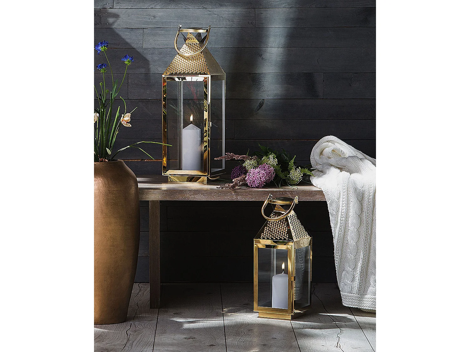 Lanterna BALI Aço inoxidável 55 cm Latão