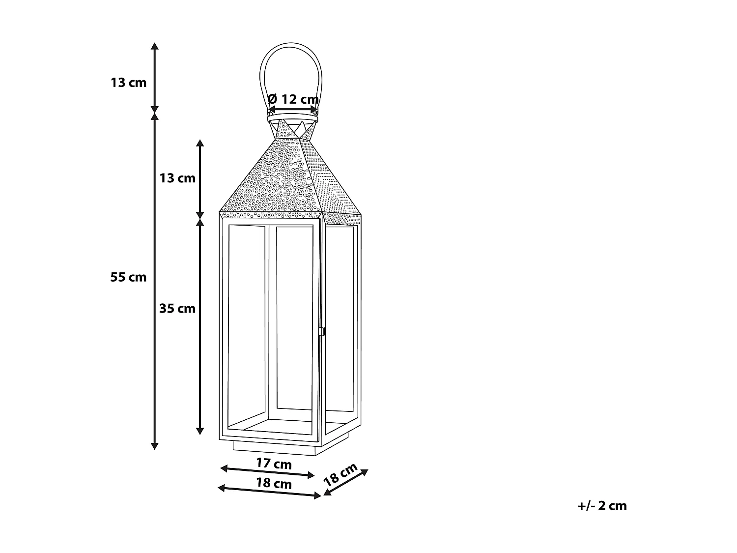 Lanterna BALI Aço inoxidável 55 cm Latão