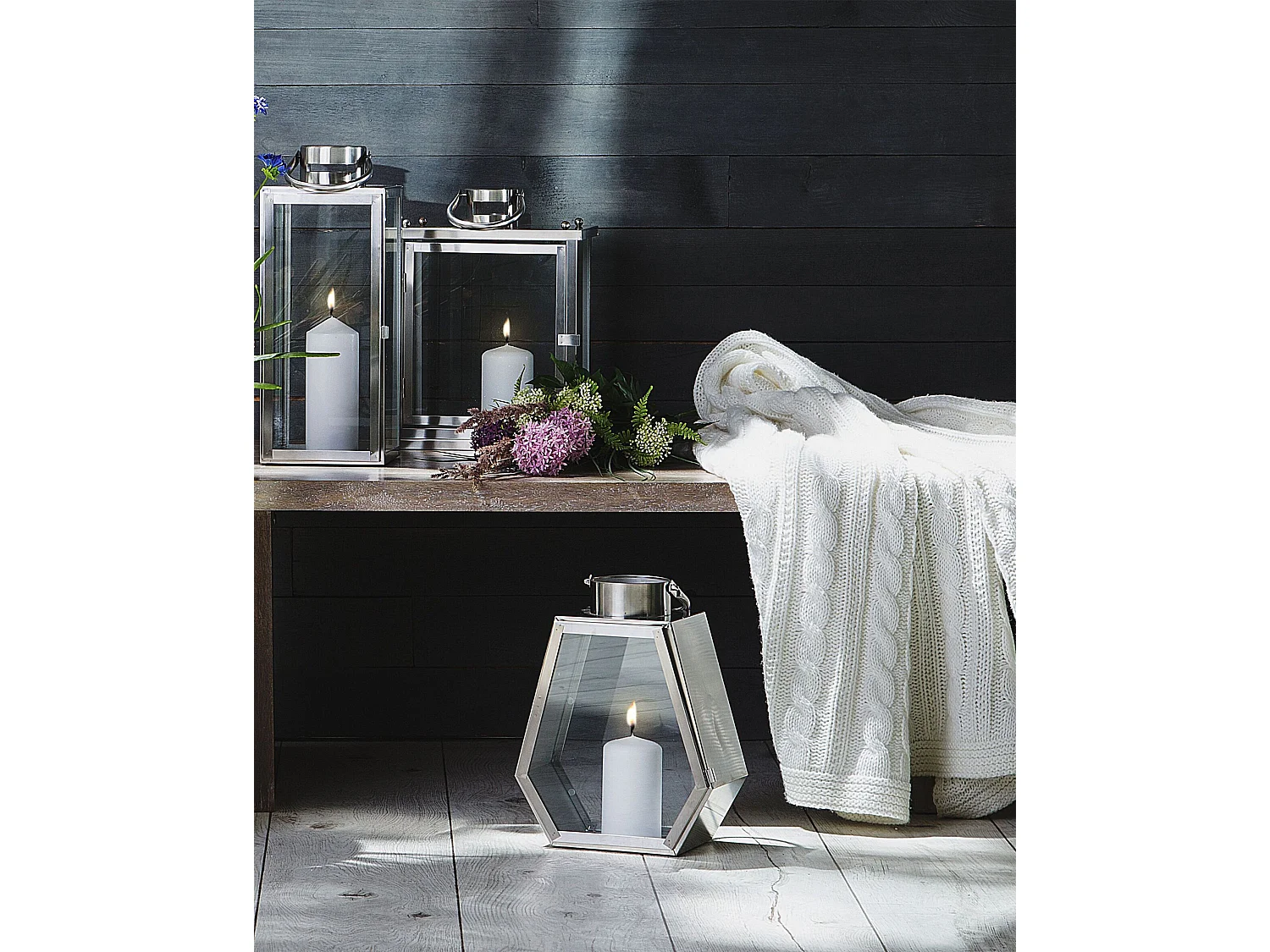 Lanterne CORSICA Acier inox 46 cm Argenté