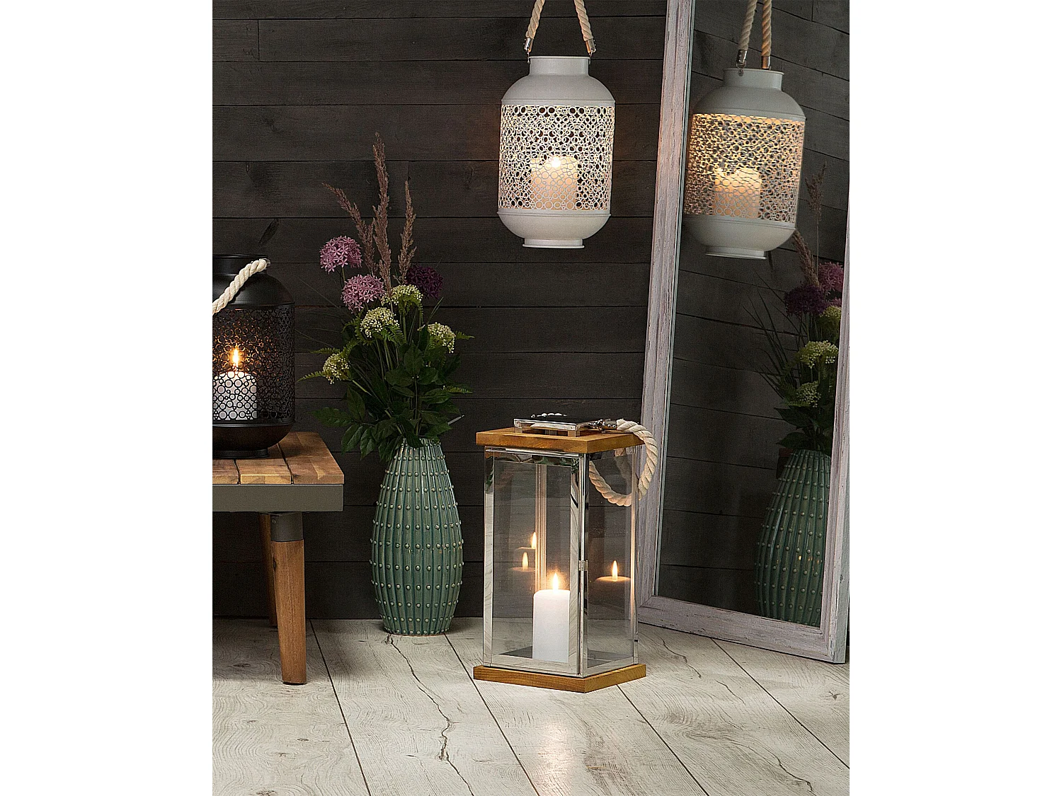 Lanterna BORNEO Metal 41 cm Prateado