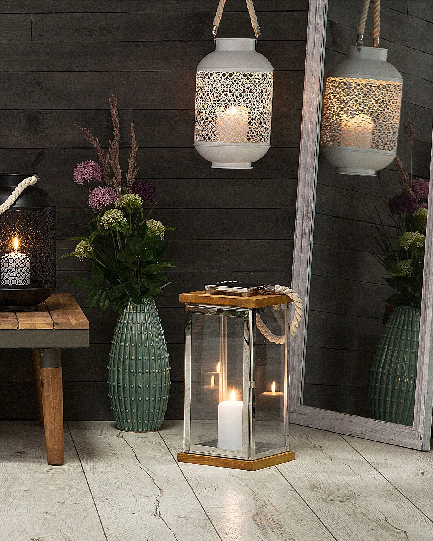 Lanterna BORNEO Metallo 41 cm Argento