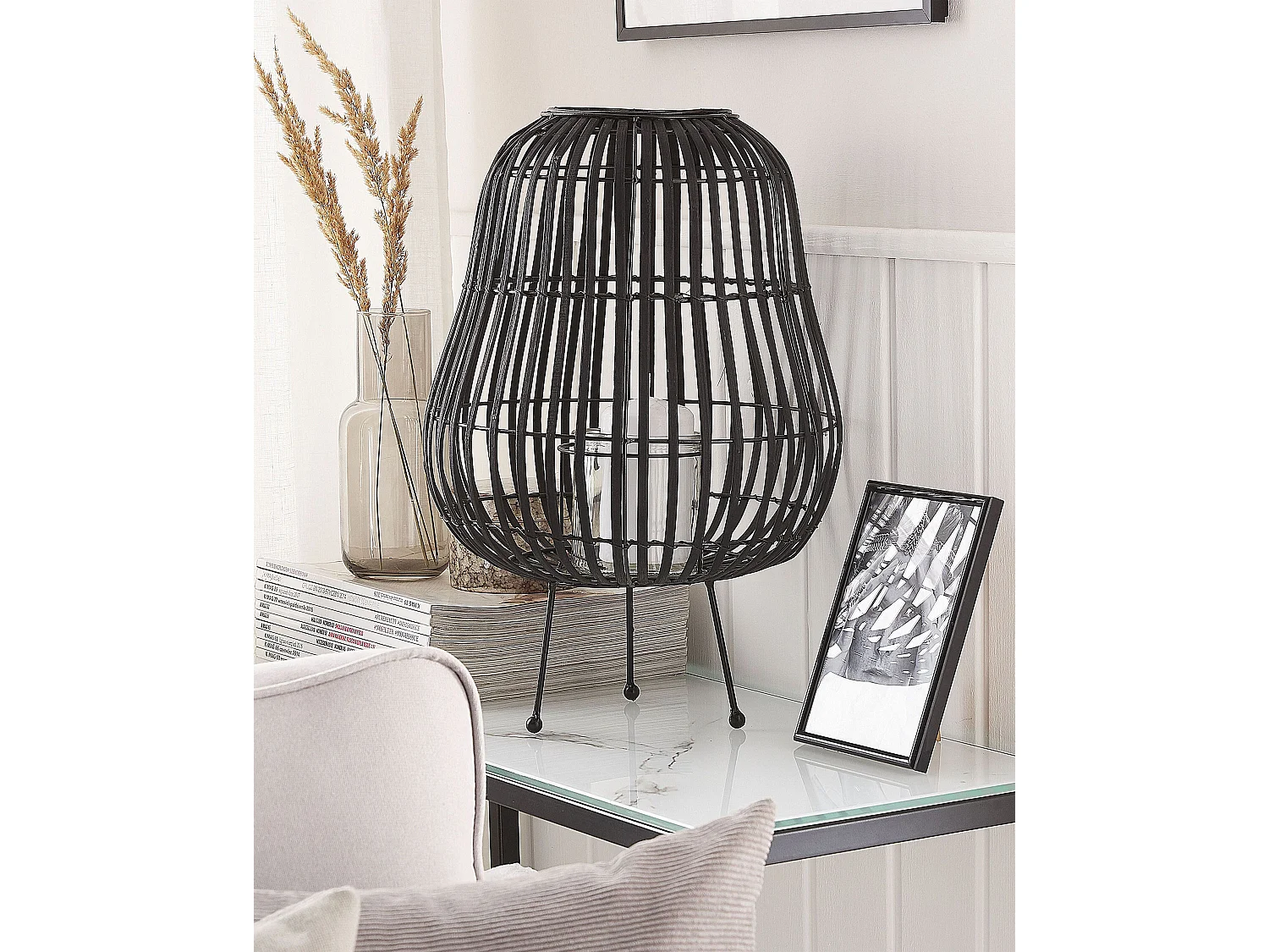 Lantaarn BERKNER Hout 44 cm Zwart