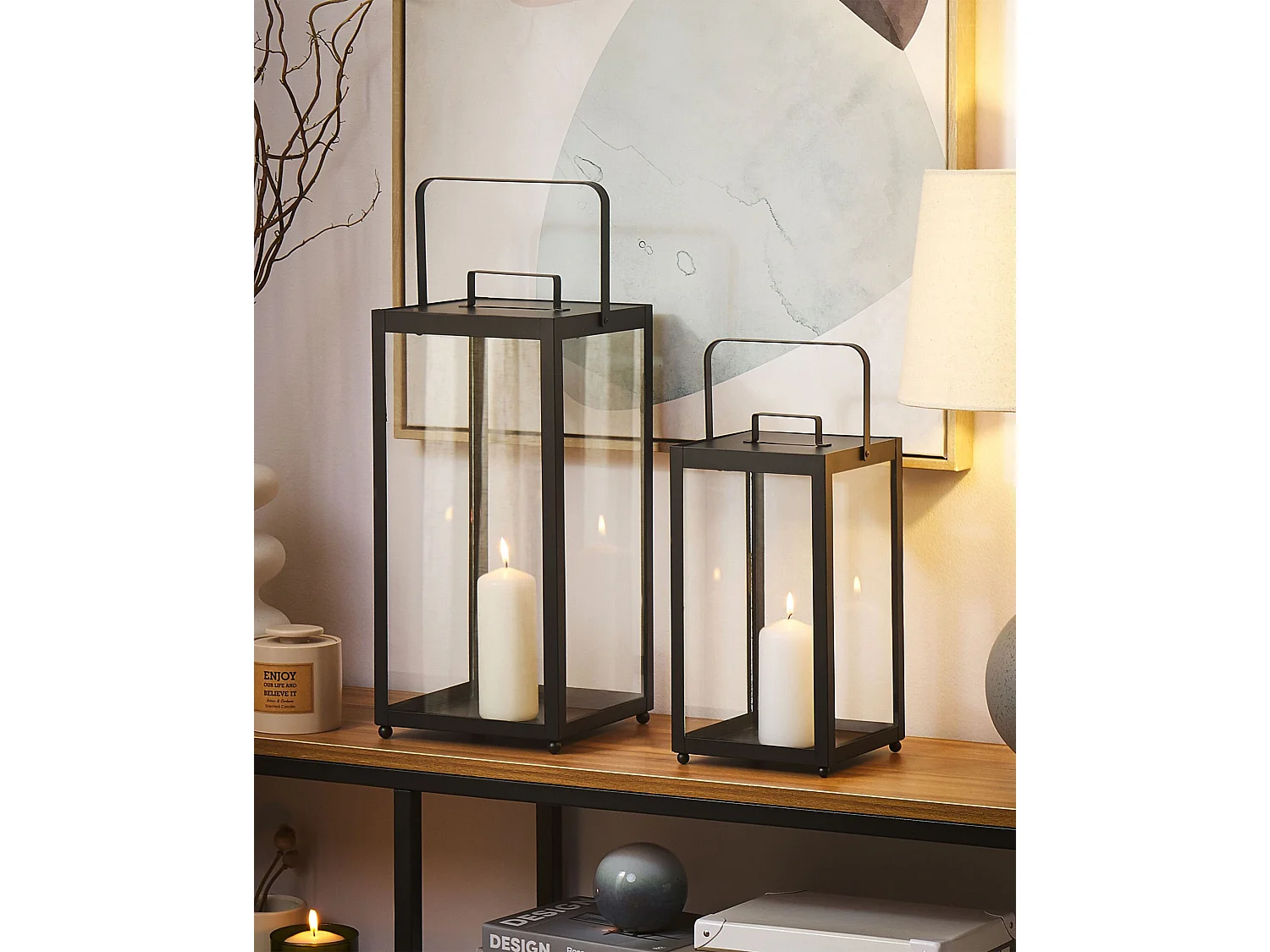 Lantaarn LEPAR Metaal 30 cm Zwart