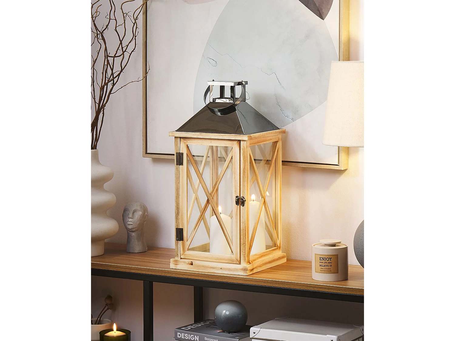 Lanterne TELAGA Bois de pin 61 cm Marron clair